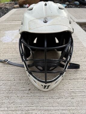 White Lacrosse Helmet with Black Cage